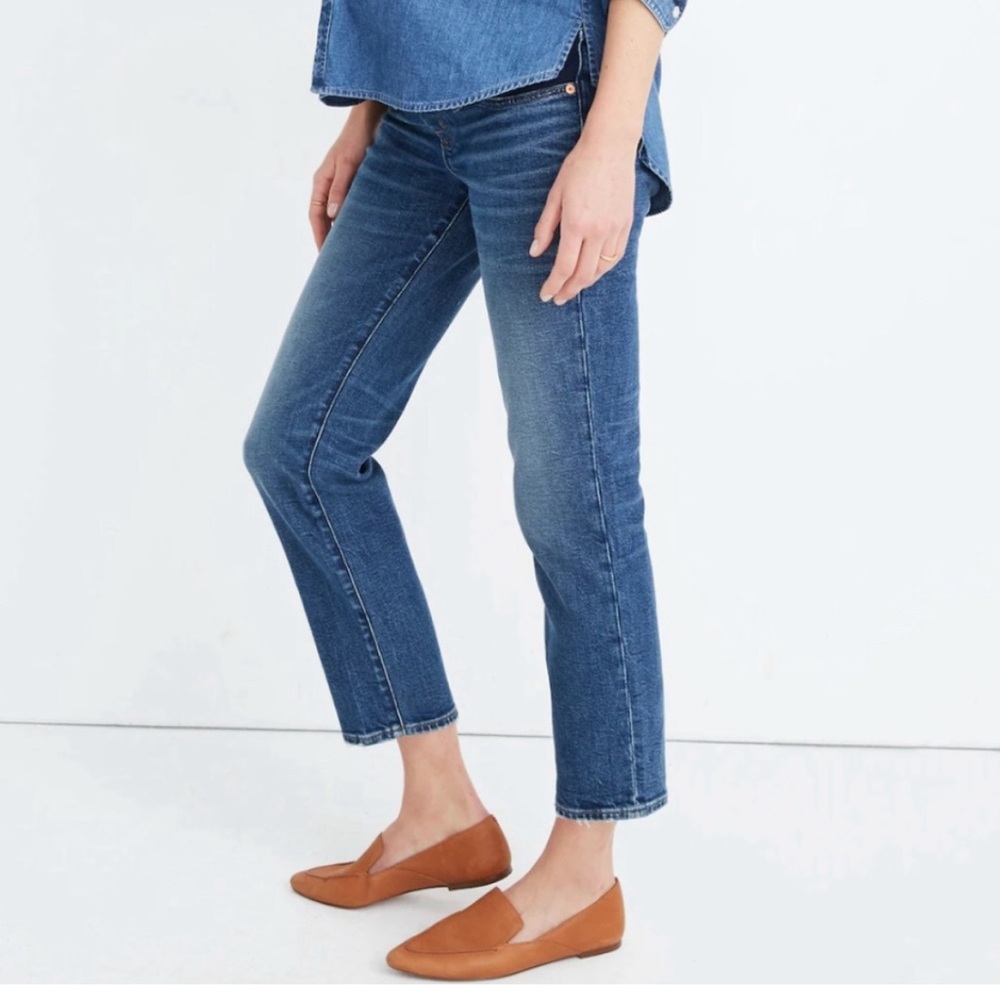 Madewell Maternity Side-Panel Classic Straight Jeans in Carsondale Wash